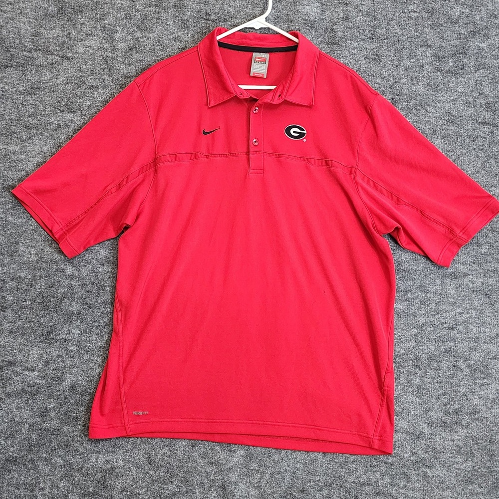 Nike Dri-FIT Georgia Bulldogs Shirt Mens Large Red Golf  NCAA Football‎ Polo